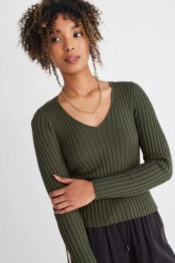 Desire Forest Ls V Neck Rib Knit Top -Fashion Clothing Store F62D09C2 EF15 4289 8981 F84230F0062E 1 105 c