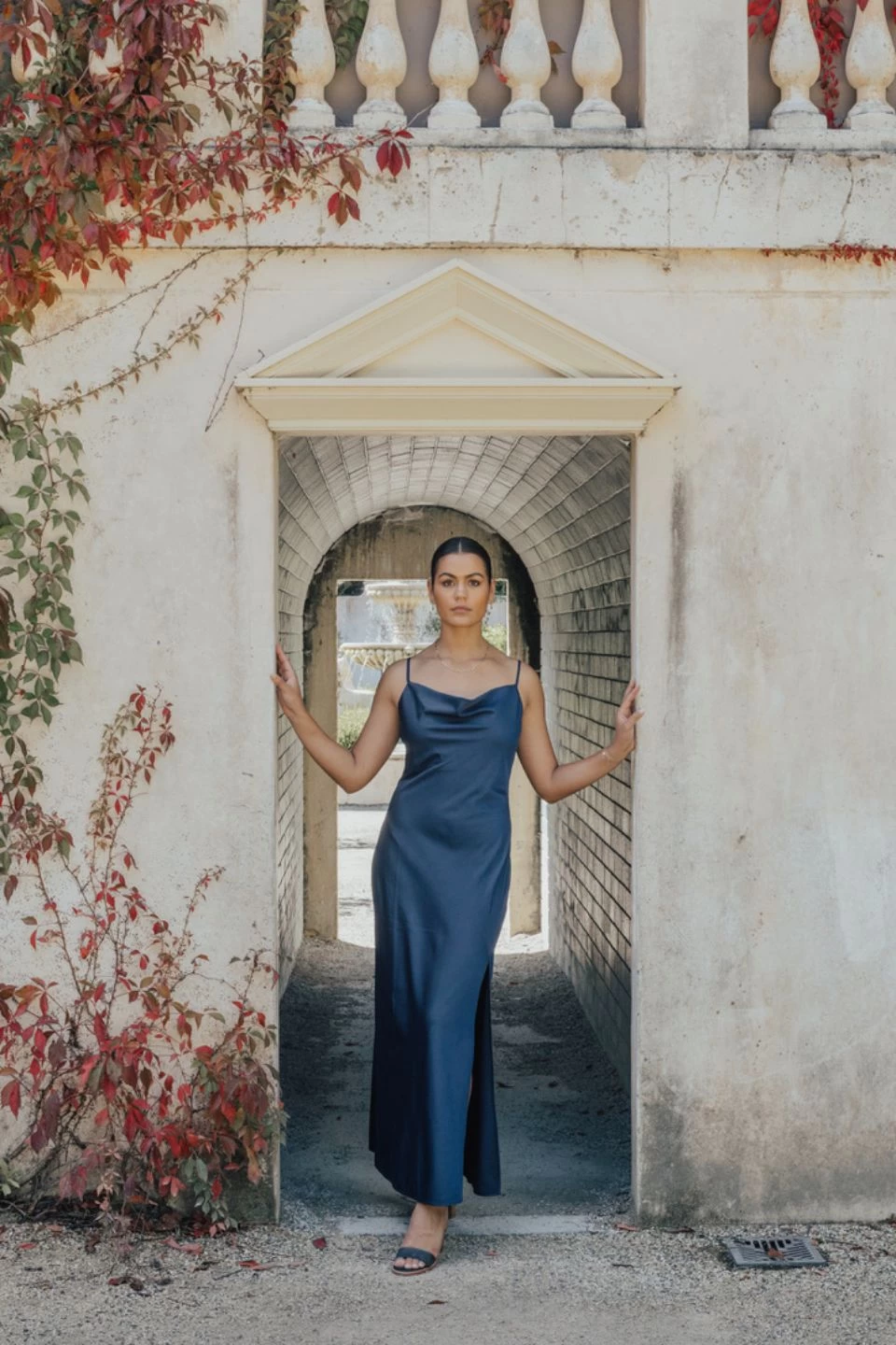 Show Stopper Navy Satin Strappy Midi Dress 5 Show Stopper Navy Satin Strappy Midi Dress - Image 3