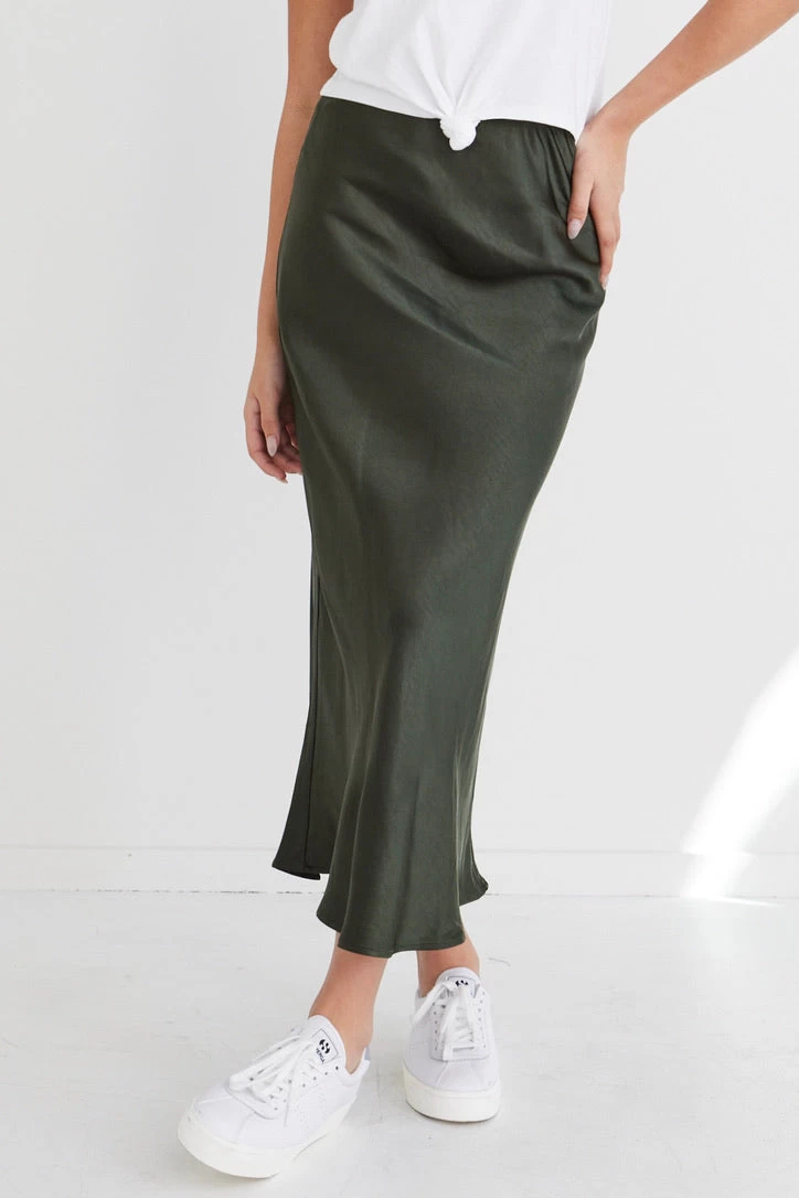 Ivy Forest Satin Bias Midi Skirt 5 Ivy Forest Satin Bias Midi Skirt - Image 3