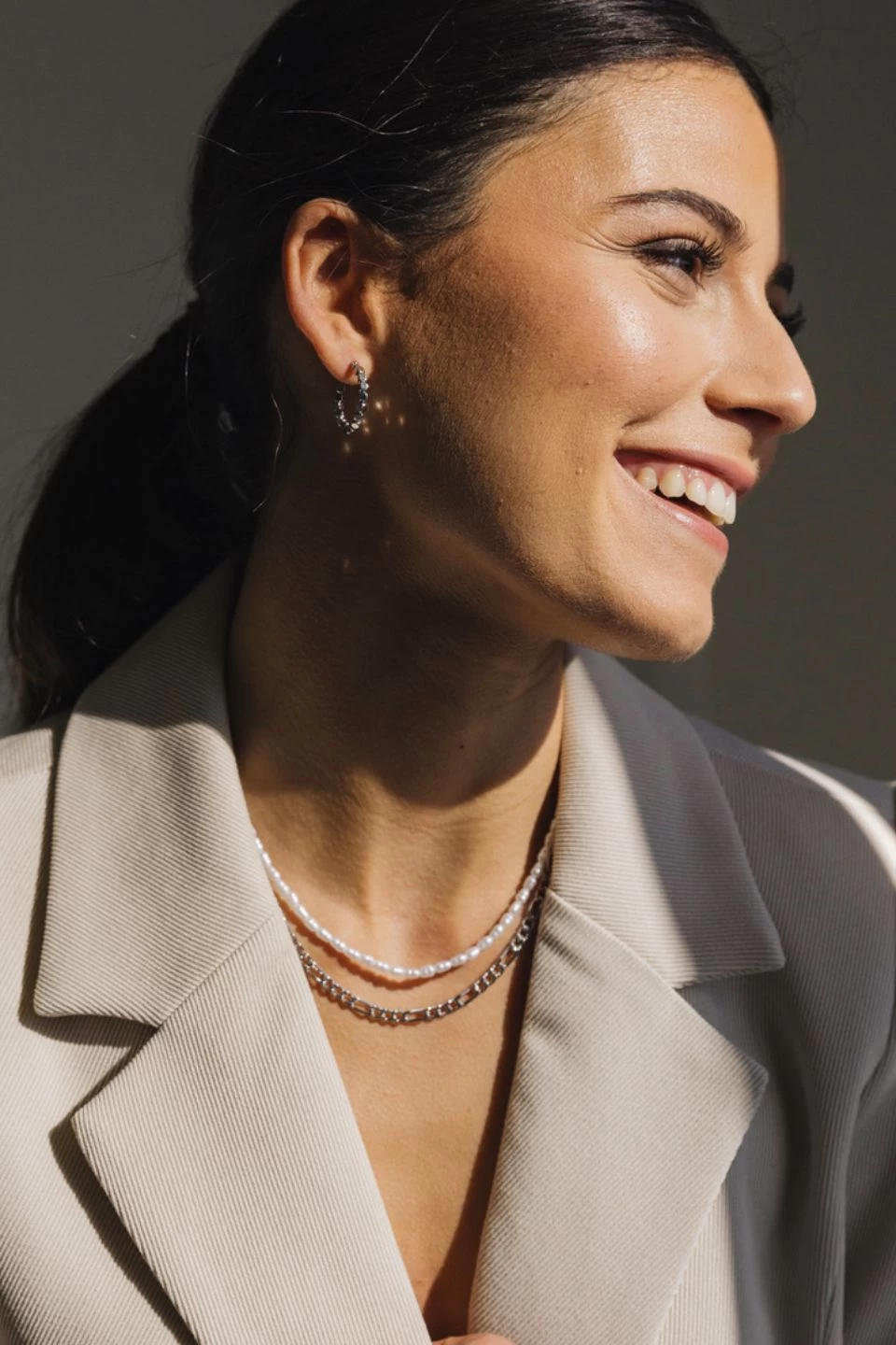 Figaro Boyfriend Rhodium Chain Necklace 5 Figaro Boyfriend Rhodium Chain Necklace - Image 3