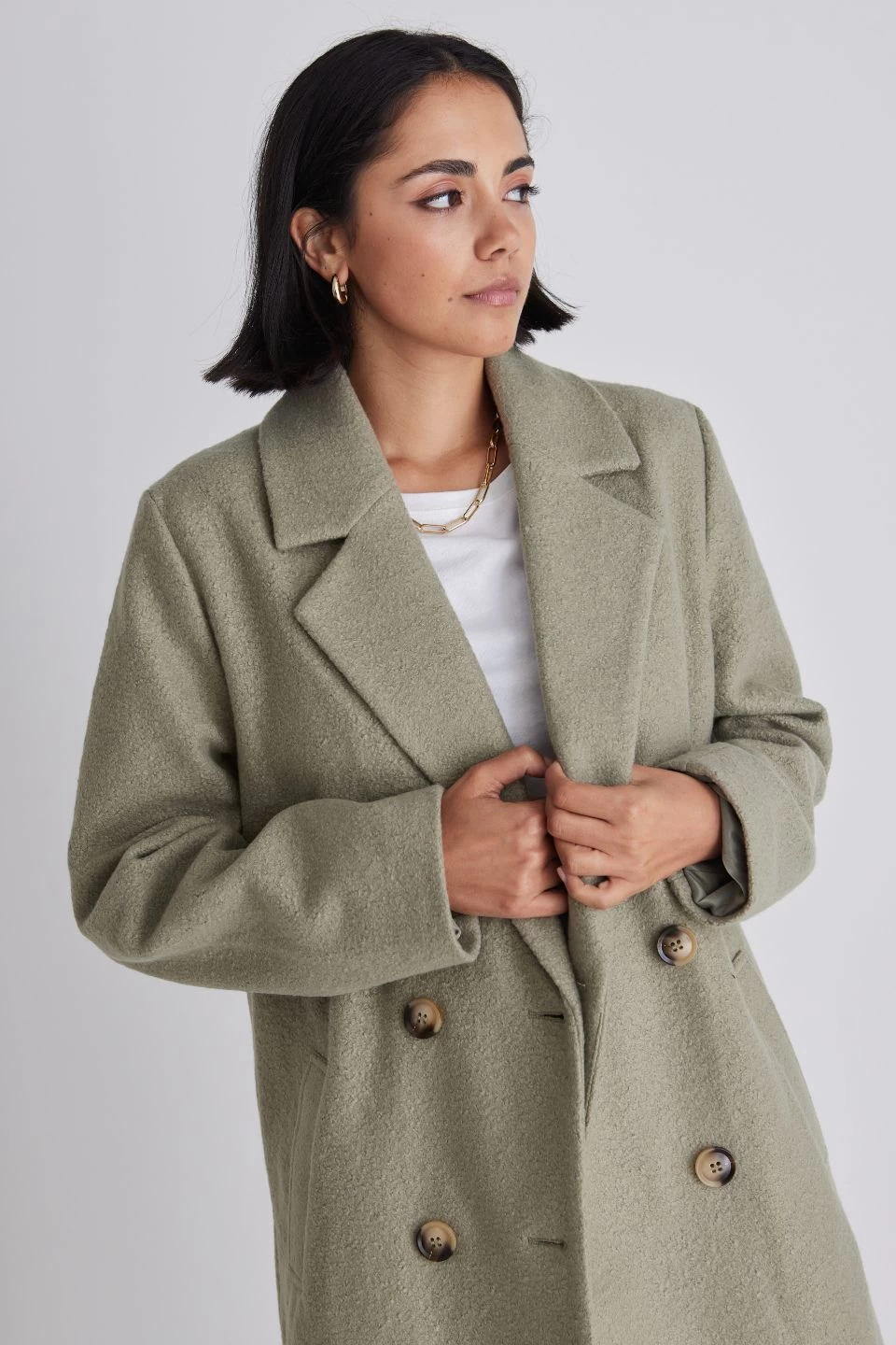 Montreal Sage Boucle Double Breasted Coat 6 Montreal Sage Boucle Double Breasted Coat - Image 4