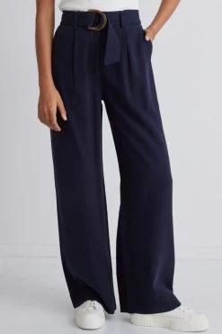 Fearless Navy Pleat Front High Waist Belted Wide Leg Pant 14 Fearless Navy Pleat Front High Waist Belted Wide Leg Pant -Fashion Clothing Store FD142951 1CB5 48A8 B3C8 8CE4019883ED 1 105 c