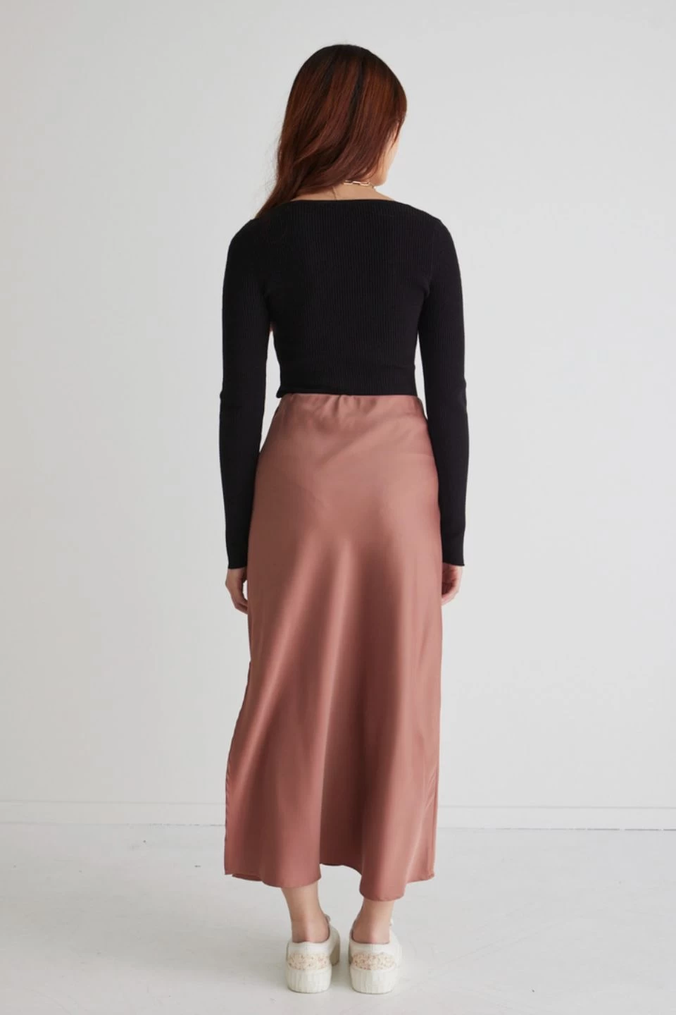 Serpentine Terracotta Satin Bias Cut Midi Skirt 5 Serpentine Terracotta Satin Bias Cut Midi Skirt - Image 3