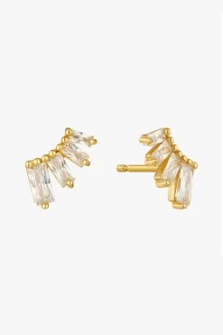 Ania Haie Glow Getter Crystal Gold Bar Stud Earrings
