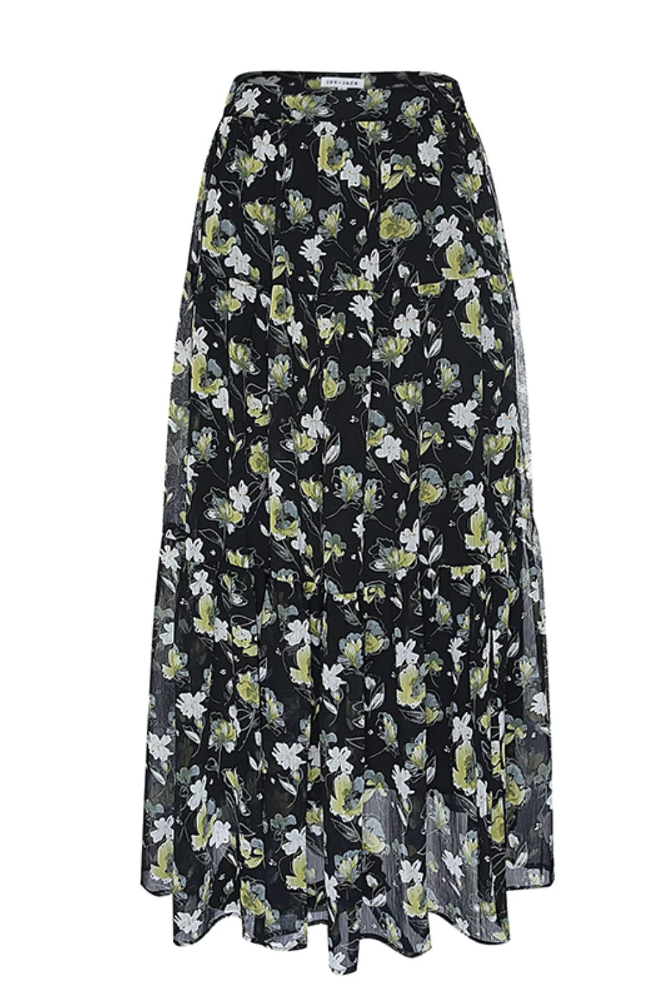Willow Black Floral Tiered Midi Skirt 7 Willow Black Floral Tiered Midi Skirt - Image 5