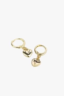 Heart Gold Huggie Hoop Earrings