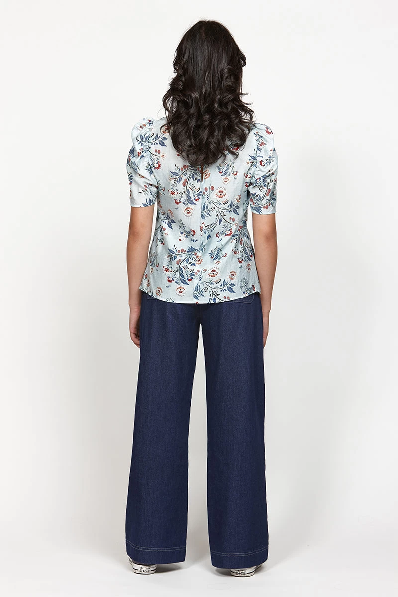 Inform Blue Floral Frill LS Blouse 6 Inform Blue Floral Frill LS Blouse - Image 4