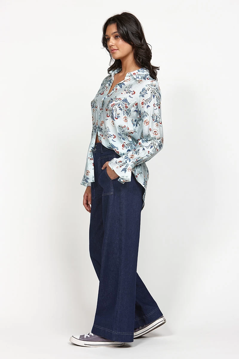 Inform Blue Floral Frill LS Blouse 5 Inform Blue Floral Frill LS Blouse - Image 3