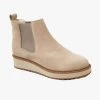 Jade Stacked Mushroom Suede Leather Ankle Boot -Fashion Clothing Store JadeLeatherBoot MushroomSuede