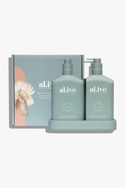 Kaffir Lime & Green Tea Hand & Body 500ml Wash + 500ml Lotion Sage Duo + Tray EOL
