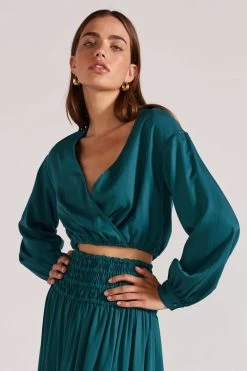 Leila Emerald LS Cropped Top 8 Leila Emerald LS Cropped Top -Fashion Clothing Store LEILA CROP BLOUSE Staple the Label 3 2048x 1
