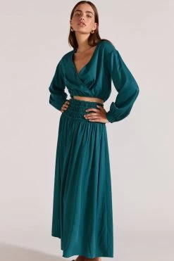 Leila Emerald Rouched Waist Midi Skirt -Fashion Clothing Store LEILA MIDI SKIRT Staple the Label 3 2048x 1