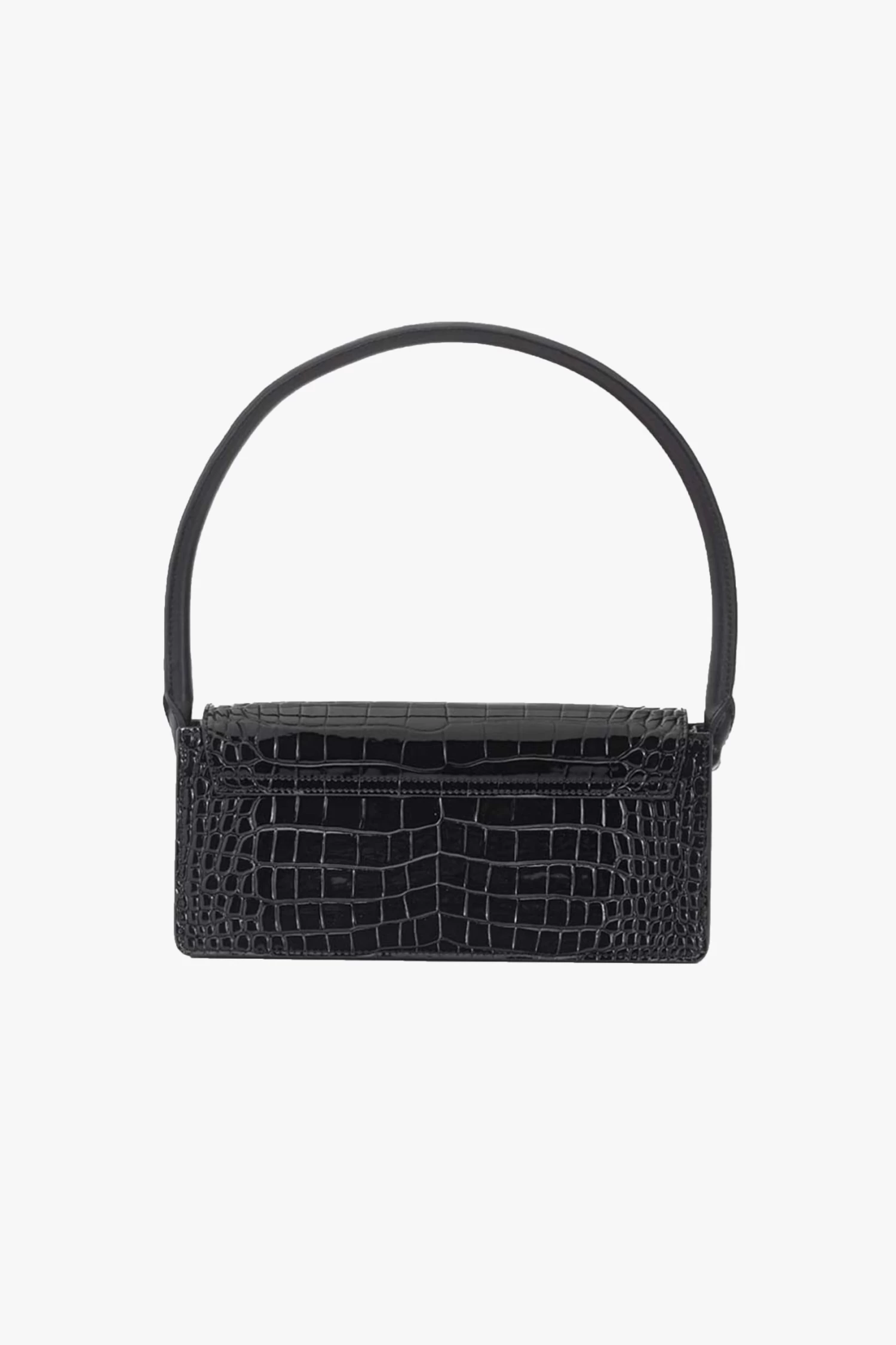 Limo Black Croc Rectangle Top Handle 90's Bag 3 Limo Black Croc Rectangle Top Handle 90's Bag - Image 2