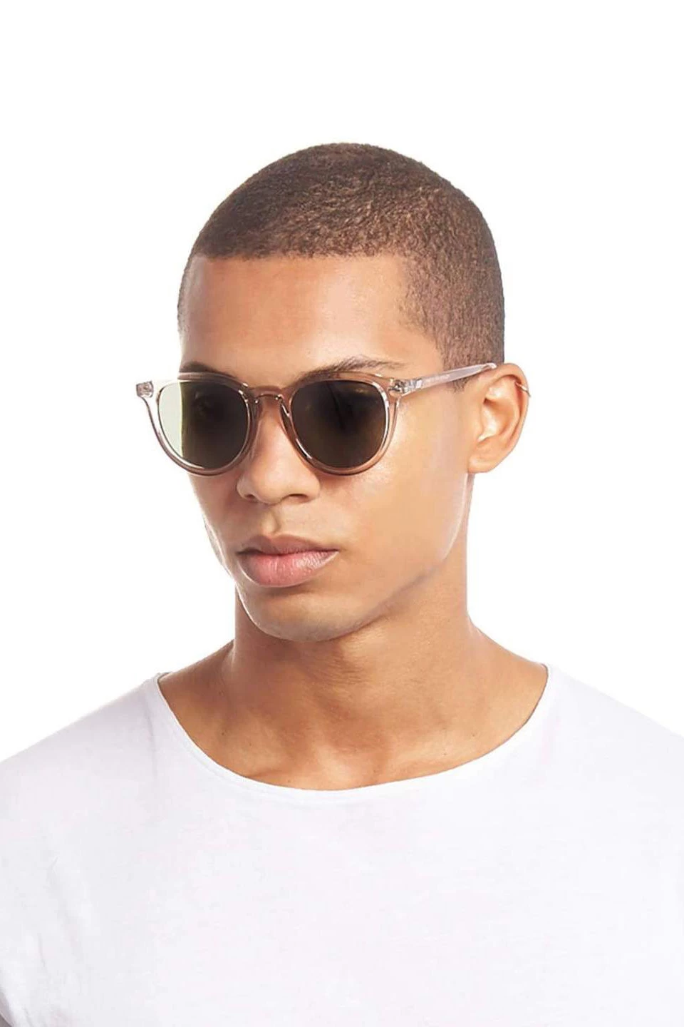 Le Specs Fire Starter Round Clear Stone Khaki Polarised Lens Sunglasses 4 Le Specs Fire Starter Round Clear Stone Khaki Polarised Lens Sunglasses - Image 2