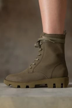 Liam Lace Up Combat Khaki Suede Boot -Fashion Clothing Store LiamBoot2