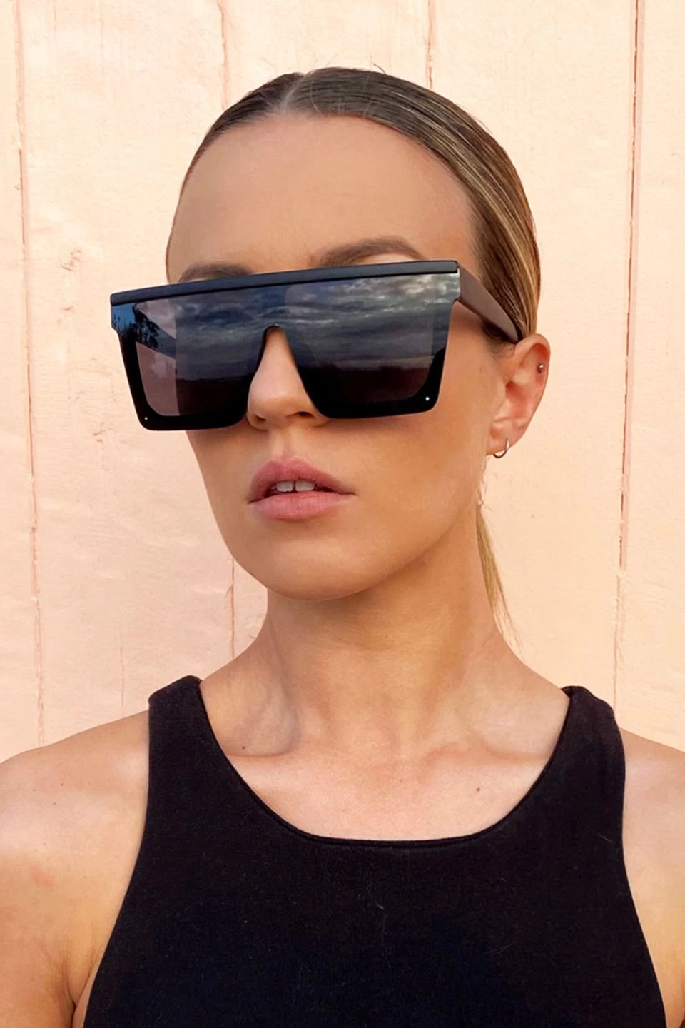 Malibu Oversized Flat Top Square Black Sunglasses 4 Malibu Oversized Flat Top Square Black Sunglasses - Image 2