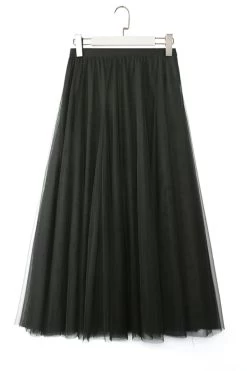Muse Black Tulle Layered Midi Skirt -Fashion Clothing Store MuseBlackTulleLayeredMidiSkirt 1