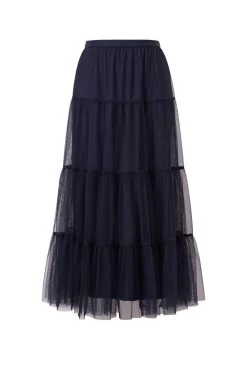 Neve Navy Tiered Tulle Midi Skirt 11 Neve Navy Tiered Tulle Midi Skirt -Fashion Clothing Store NeveNavyTieredMidiTulleSkirt 1