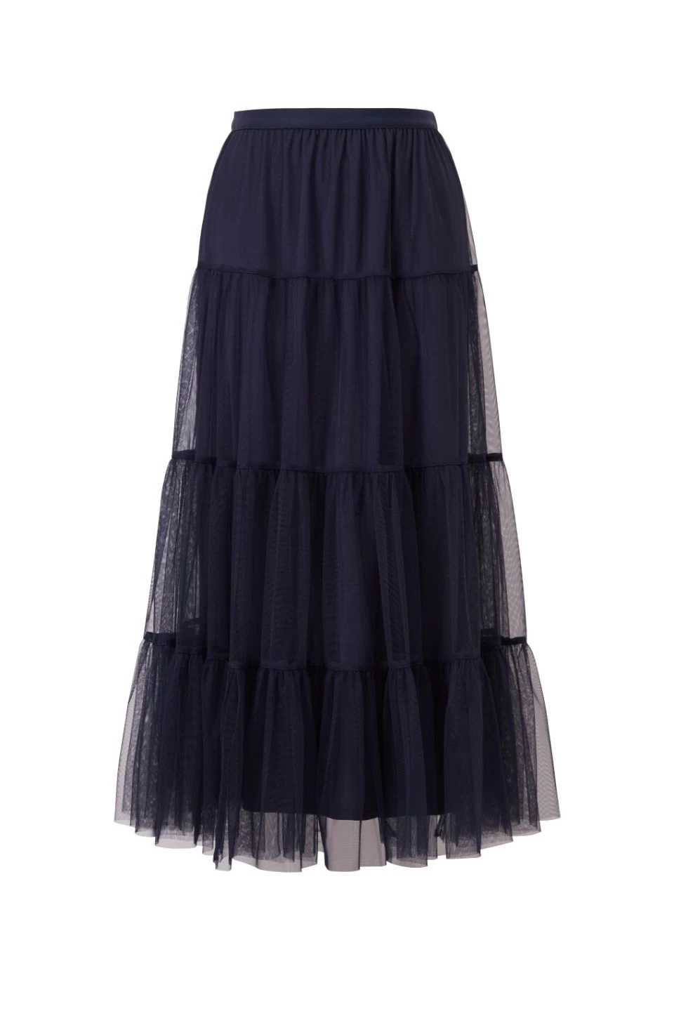 Neve Navy Tiered Tulle Midi Skirt 7 Neve Navy Tiered Tulle Midi Skirt - Image 5