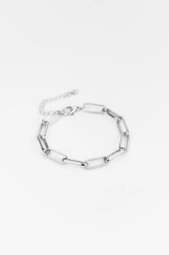 Oval Chain Rhodium Bracelet
