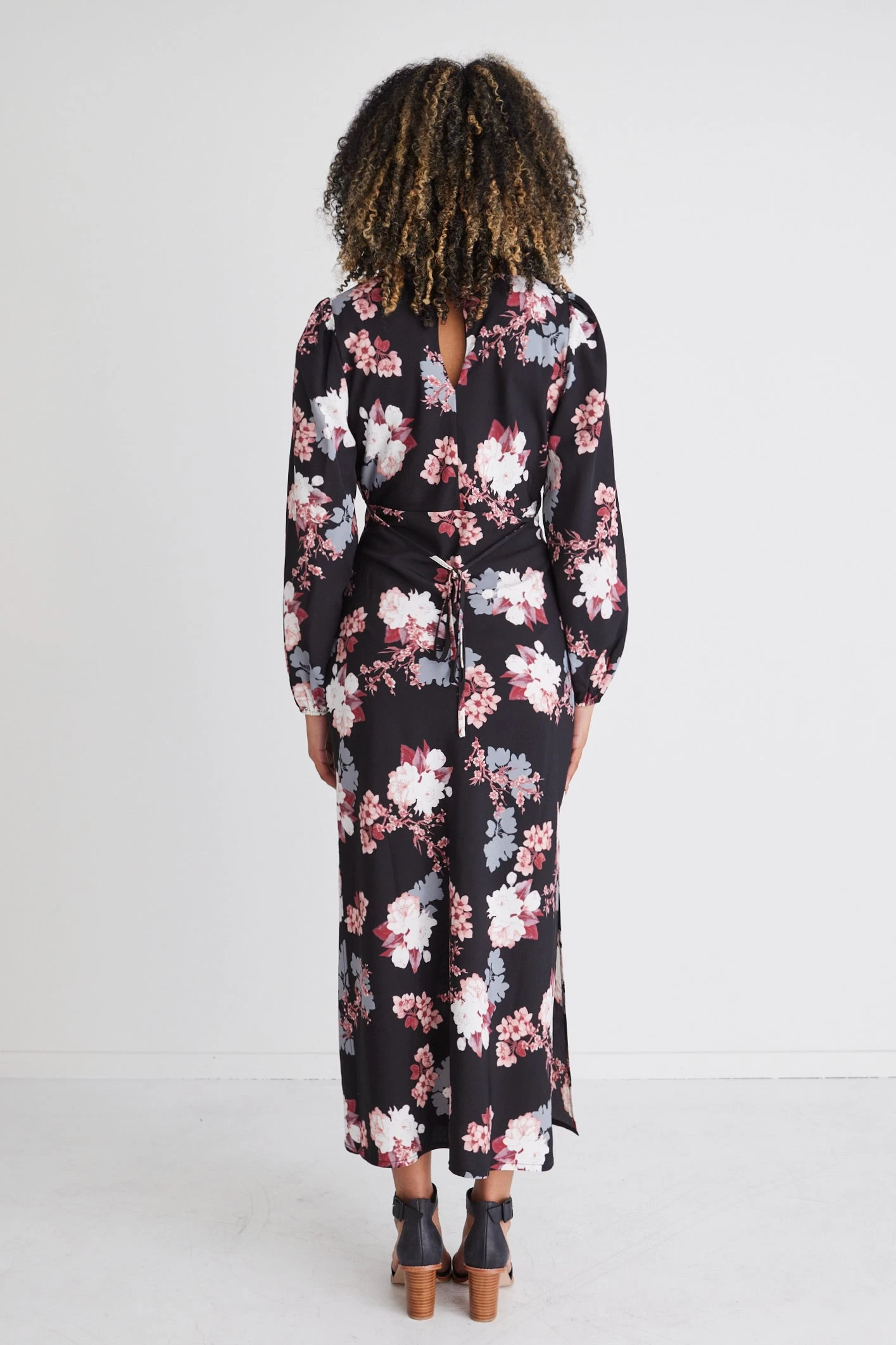 Phoenix Pink Vintage Floral Satin Ls Empire Bias Midi Dress 6 Phoenix Pink Vintage Floral Satin Ls Empire Bias Midi Dress - Image 4