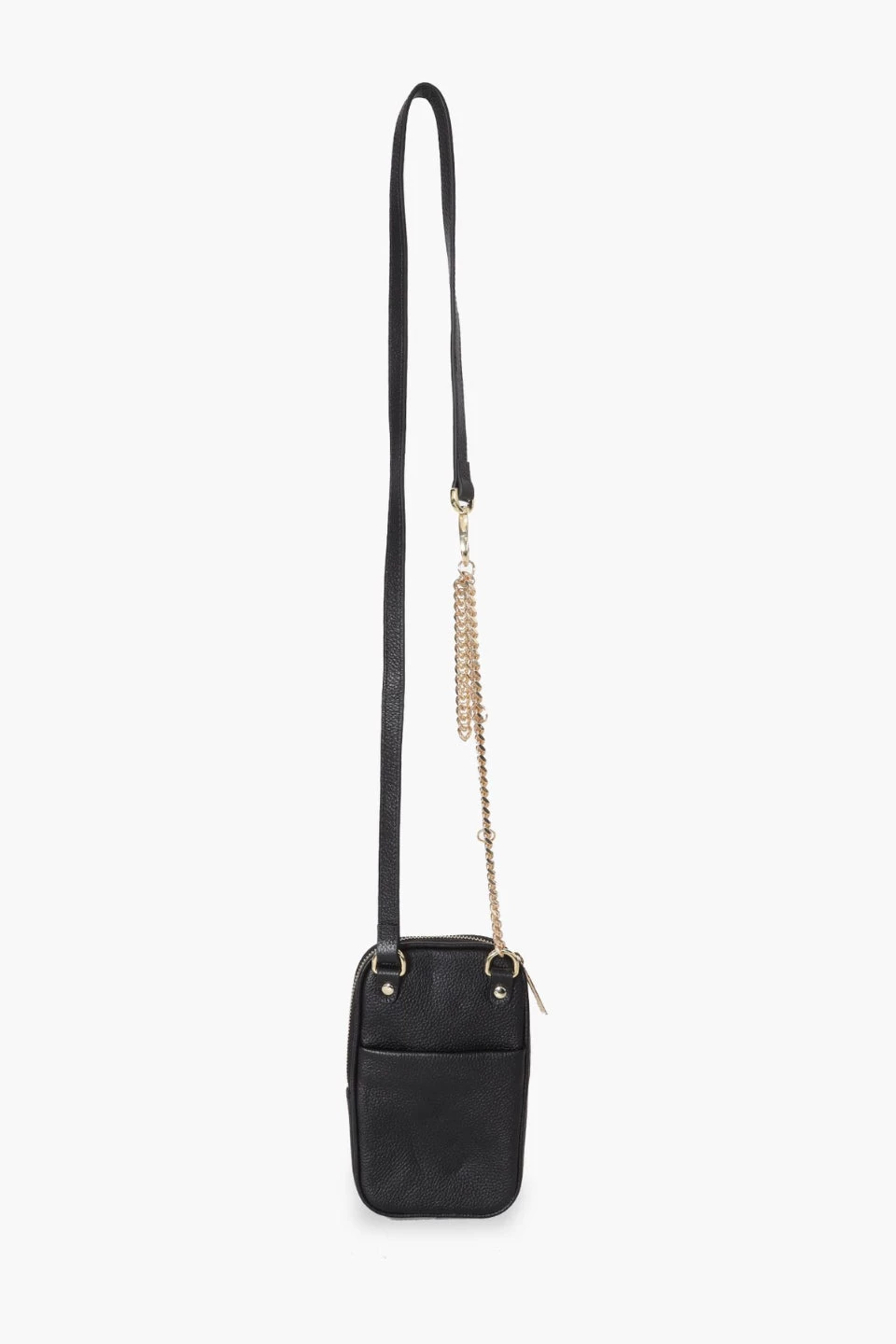 Attached To Me Black Leather Gold Chain Phone Bag 4 Attached To Me Black Leather Gold Chain Phone Bag - Image 2
