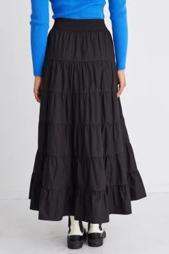 Castro Black Cotton Poplin Multi Tiered Maxi Skirt 11 Castro Black Cotton Poplin Multi Tiered Maxi Skirt -Fashion Clothing Store Radianttopcobalt castrotieredmaxiskirtblack9