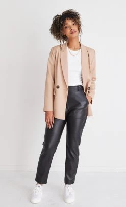 Rory Black Pleather Slim Leg Pant -Fashion Clothing Store RoryPantBlack CooperBlazeCaramel ShoutTeeIvory1