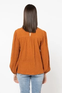 Desire Cinnamon Shirred Ls Lace Insert Top 7 Desire Cinnamon Shirred Ls Lace Insert Top -Fashion Clothing Store SL2949 3DesireTopCinnamonCrinkle 4