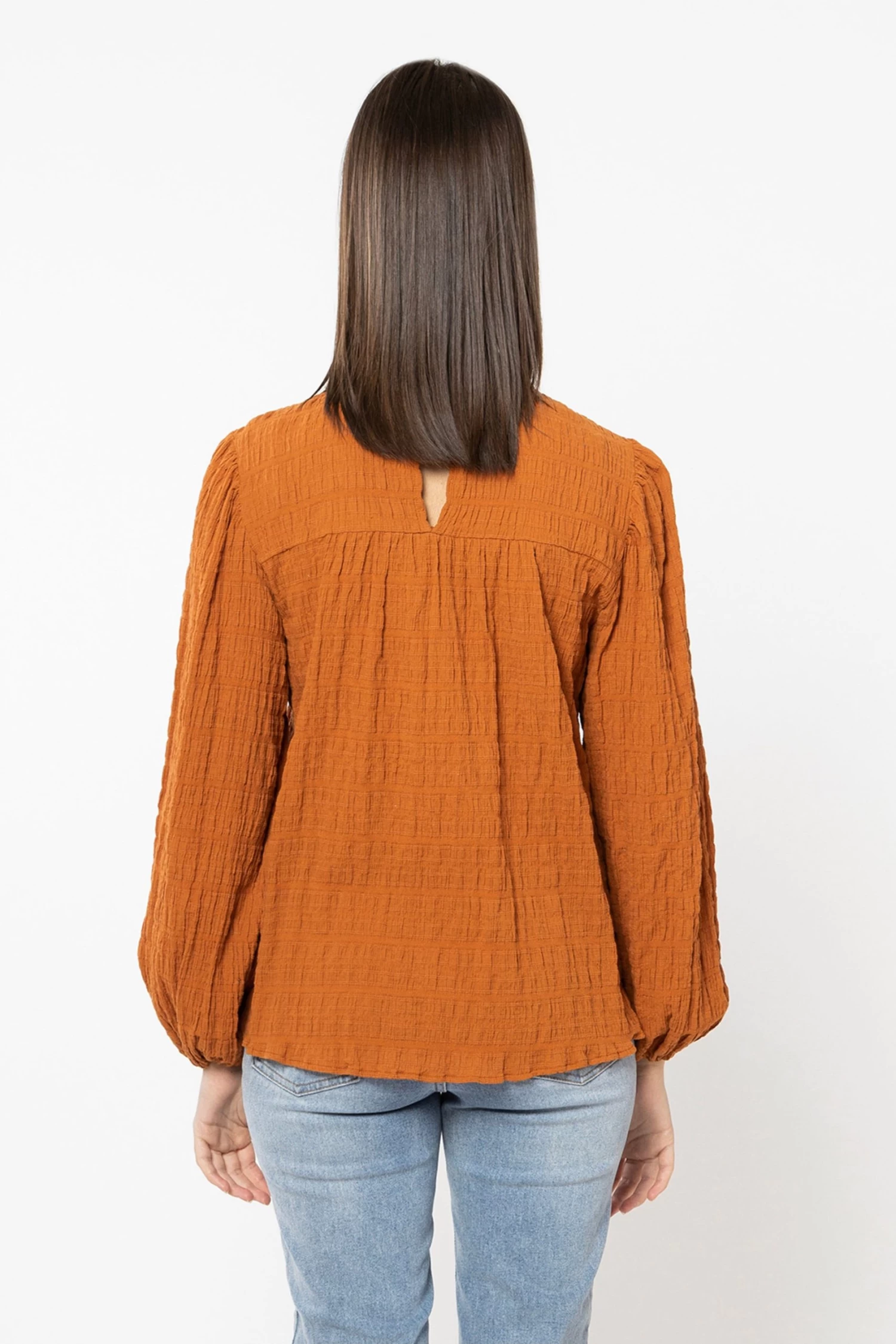 Desire Cinnamon Shirred Ls Lace Insert Top 5 Desire Cinnamon Shirred Ls Lace Insert Top - Image 3