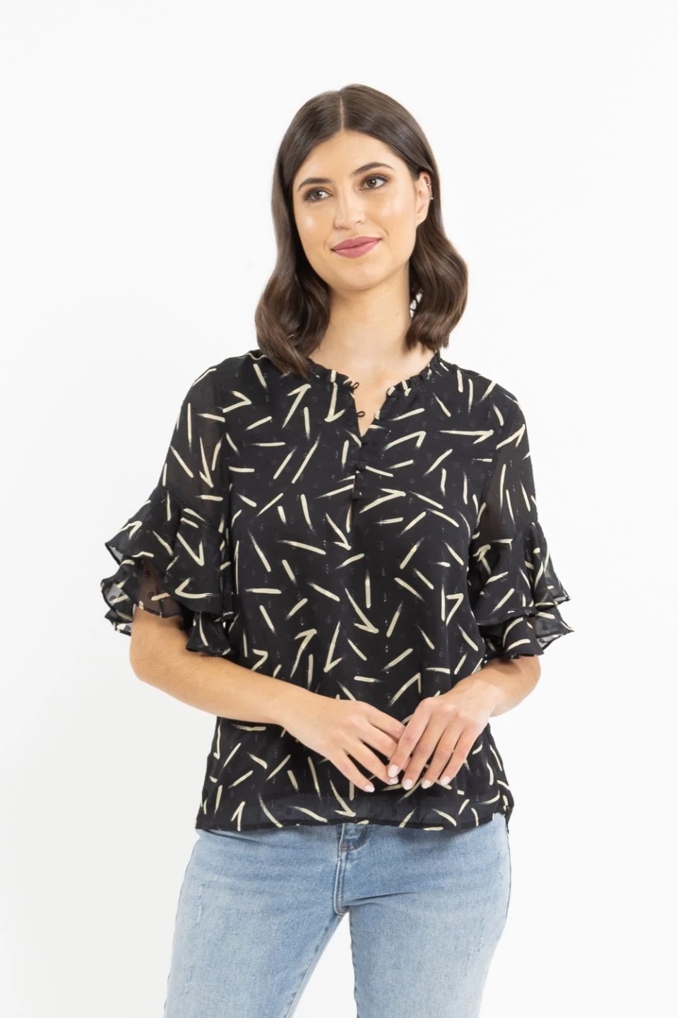 Charmful Black Spot Swipe Dobby Sheer Shirt 3 Charmful Black Spot Swipe Dobby Sheer Shirt