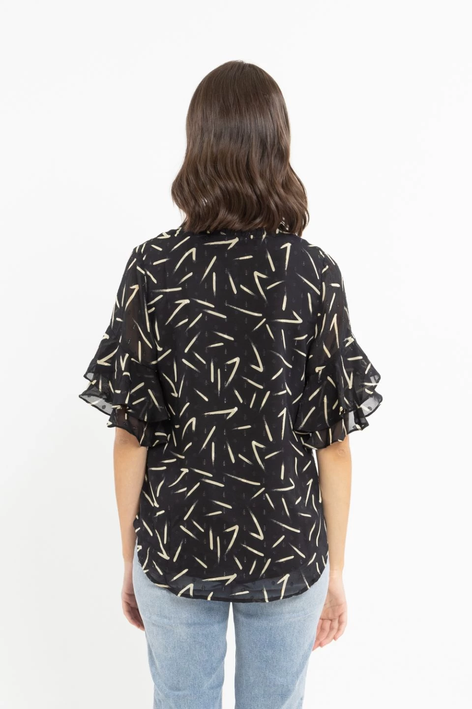 Charmful Black Spot Swipe Dobby Sheer Shirt 6 Charmful Black Spot Swipe Dobby Sheer Shirt - Image 4