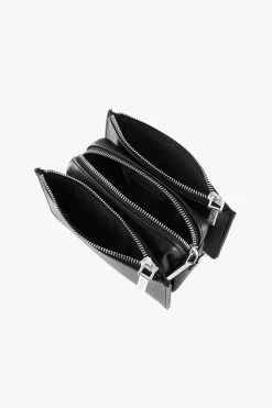 Scotti Silver Black Leather Double Zip Thick Strap Crossbody Bag 10 Scotti Silver Black Leather Double Zip Thick Strap Crossbody Bag -Fashion Clothing Store ScottiSilverBlackLeatherDoubleZipThickStrapCrossbodyBag4