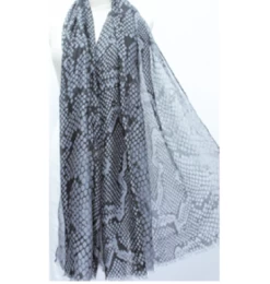 Frontier Snake Grey Lightweight 20% Cotton 80% Viscose Scarf