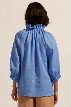 Siesta Azure Blue High Neck Blouse -Fashion Clothing Store Siestatop Azure4 1
