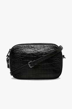 Plunder Black Croc Cross Body Bag 10 Plunder Black Croc Cross Body Bag -Fashion Clothing Store Theplunderbagcrocfront