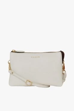 Tilly Multi Pocket White Leather Crossbody Clutch