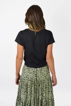 Timeless Tie Front Black Organic Tee 9 Timeless Tie Front Black Organic Tee -Fashion Clothing Store TimelessBlackTieFrontTee PlayfulKhakiAnimalPrintTieredMaxiSkirt 9