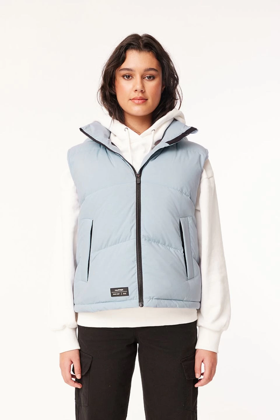 Womans Blue Fog Down Puffer Vest 4 Womans Blue Fog Down Puffer Vest - Image 2