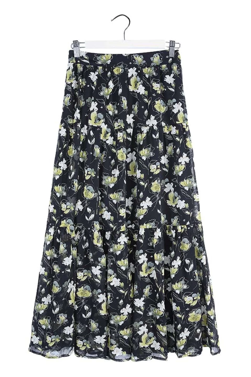 Willow Black Floral Tiered Midi Skirt 8 Willow Black Floral Tiered Midi Skirt - Image 6