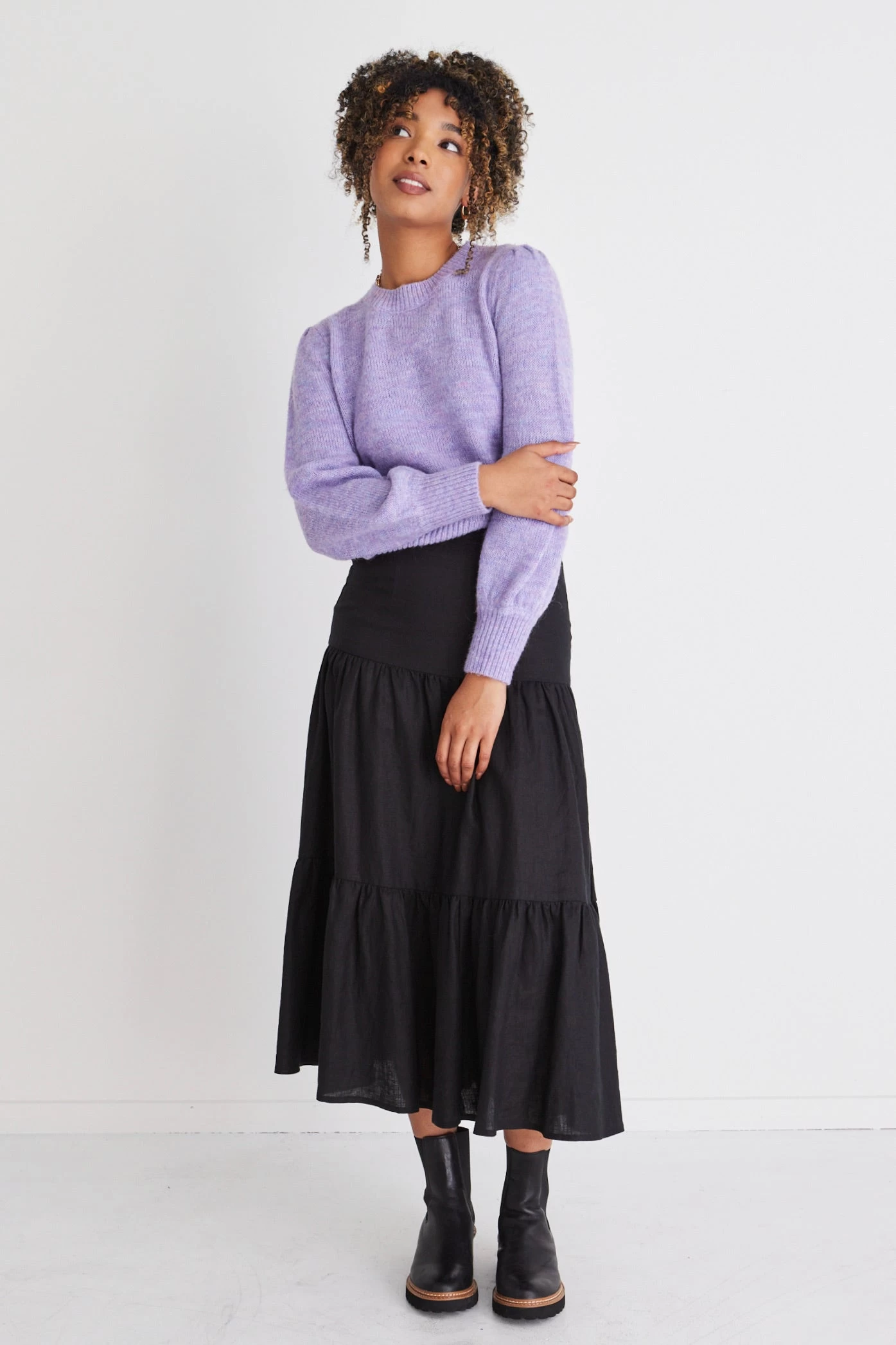 Zesty Violet Balloon Sleeve Crew Neck Knit 3 Zesty Violet Balloon Sleeve Crew Neck Knit