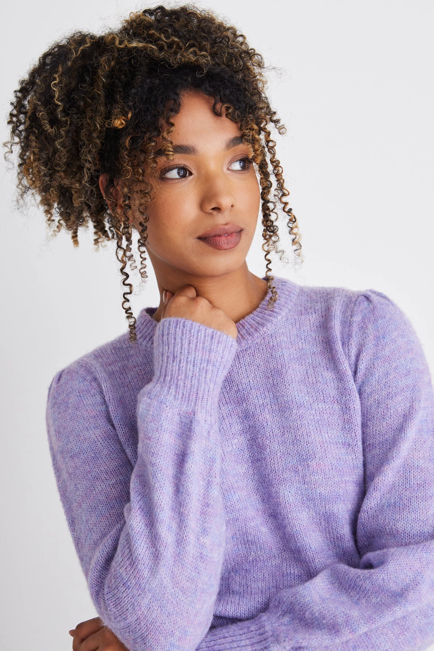 Zesty Violet Balloon Sleeve Crew Neck Knit 4 Zesty Violet Balloon Sleeve Crew Neck Knit - Image 2