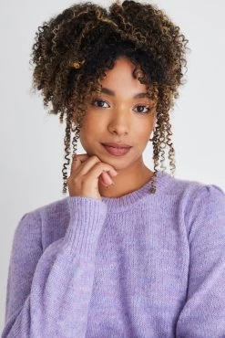 Zesty Violet Balloon Sleeve Crew Neck Knit 10 Zesty Violet Balloon Sleeve Crew Neck Knit -Fashion Clothing Store ZestyKnitJumperLilac BlazingSkirtBlack7