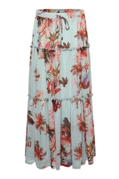 Zoe Blue Palms Elastic Waist Tiered Midi Skirt 12 Zoe Blue Palms Elastic Waist Tiered Midi Skirt -Fashion Clothing Store ZoeBluePalmsElasticWaistTieredMidiSkirt B