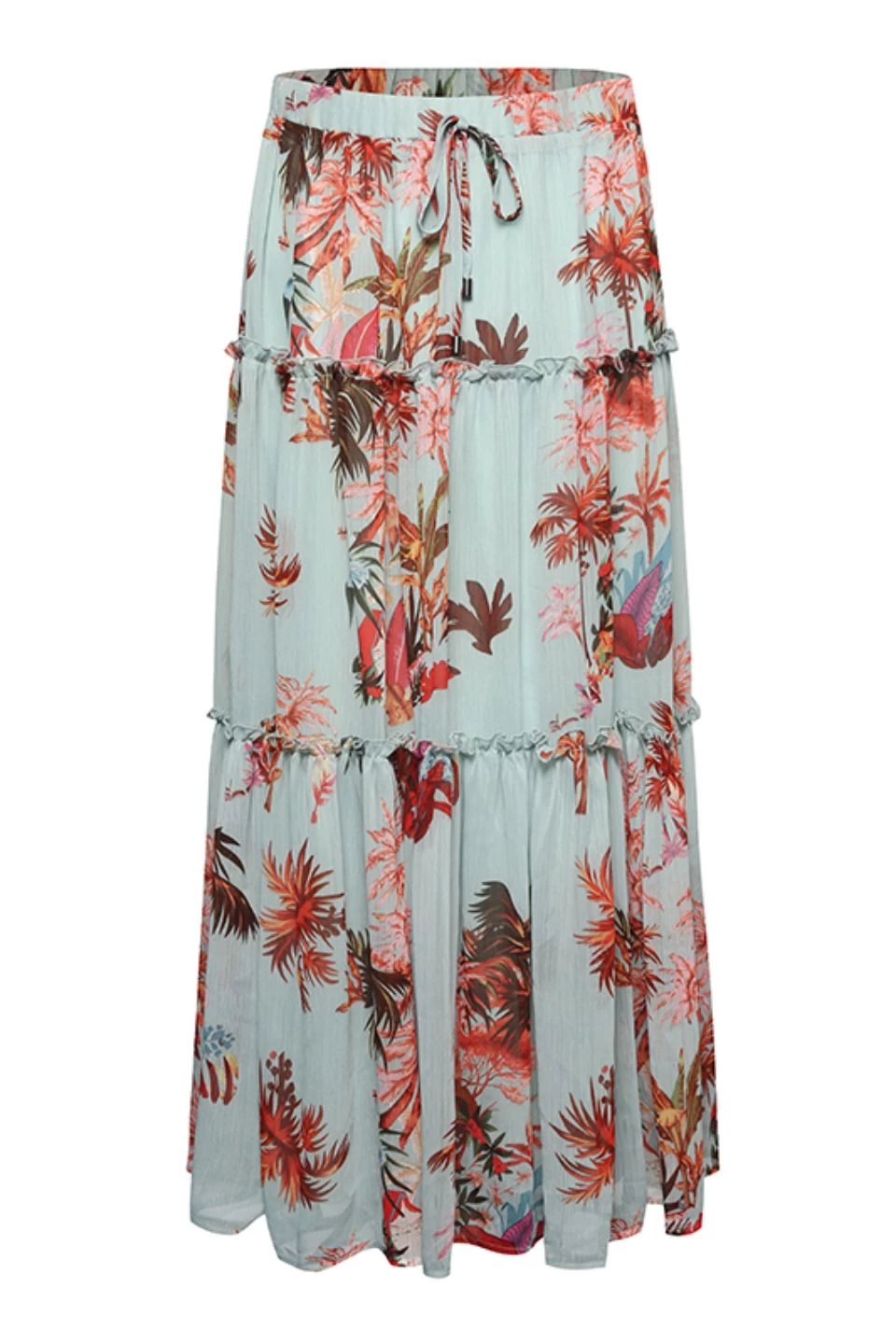 Zoe Blue Palms Elastic Waist Tiered Midi Skirt 7 Zoe Blue Palms Elastic Waist Tiered Midi Skirt - Image 5