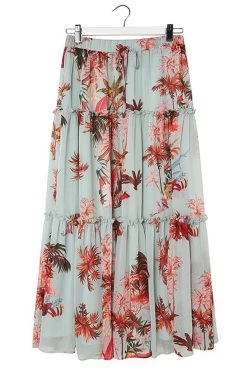 Zoe Blue Palms Elastic Waist Tiered Midi Skirt 13 Zoe Blue Palms Elastic Waist Tiered Midi Skirt -Fashion Clothing Store ZoeBluePalmsElasticWaistTieredMidiSkirt C