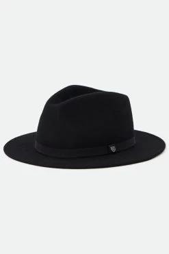 Brixton Messer Packable Fedora Black Wool Felt Hat