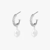 Aada Pearl Silver Hoop Earrings 1 Aada Pearl Silver Hoop Earrings -Fashion Clothing Store aadasilverearrings2