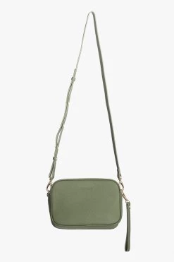 All Times Camera Khaki Gold Hardware Leather Bag