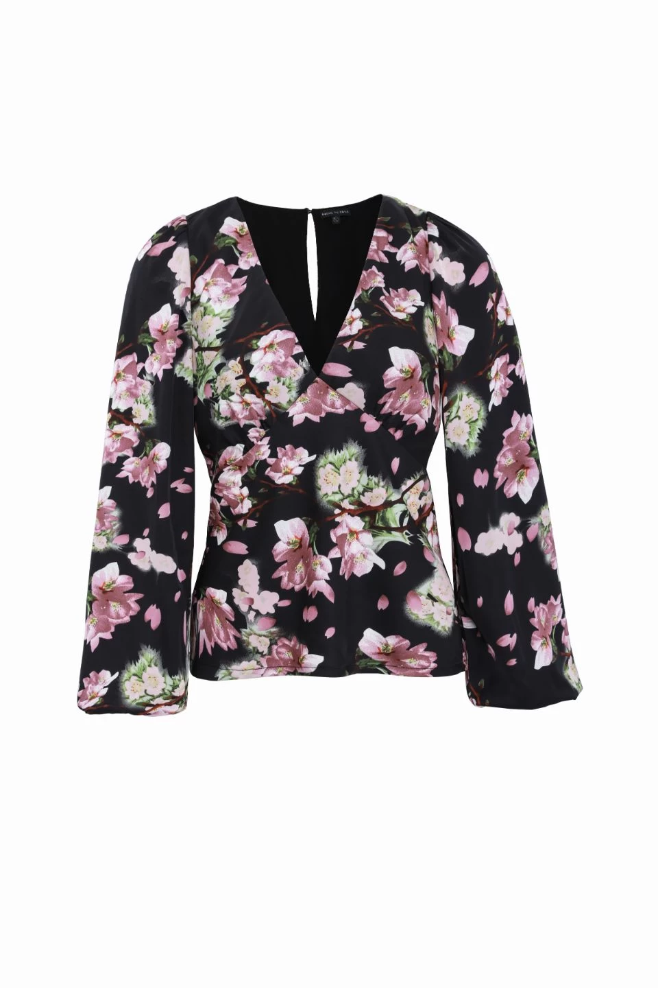 Bailey Black Floral Satin Bias Balloon Sleeve Top 6 Bailey Black Floral Satin Bias Balloon Sleeve Top - Image 4